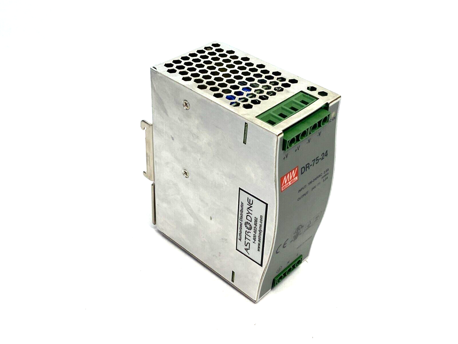 Meanwell DR-75-24 Power Supply DIN Rail Mount 100-240VAC 2.0A Input 24V Output - Maverick Industrial Sales