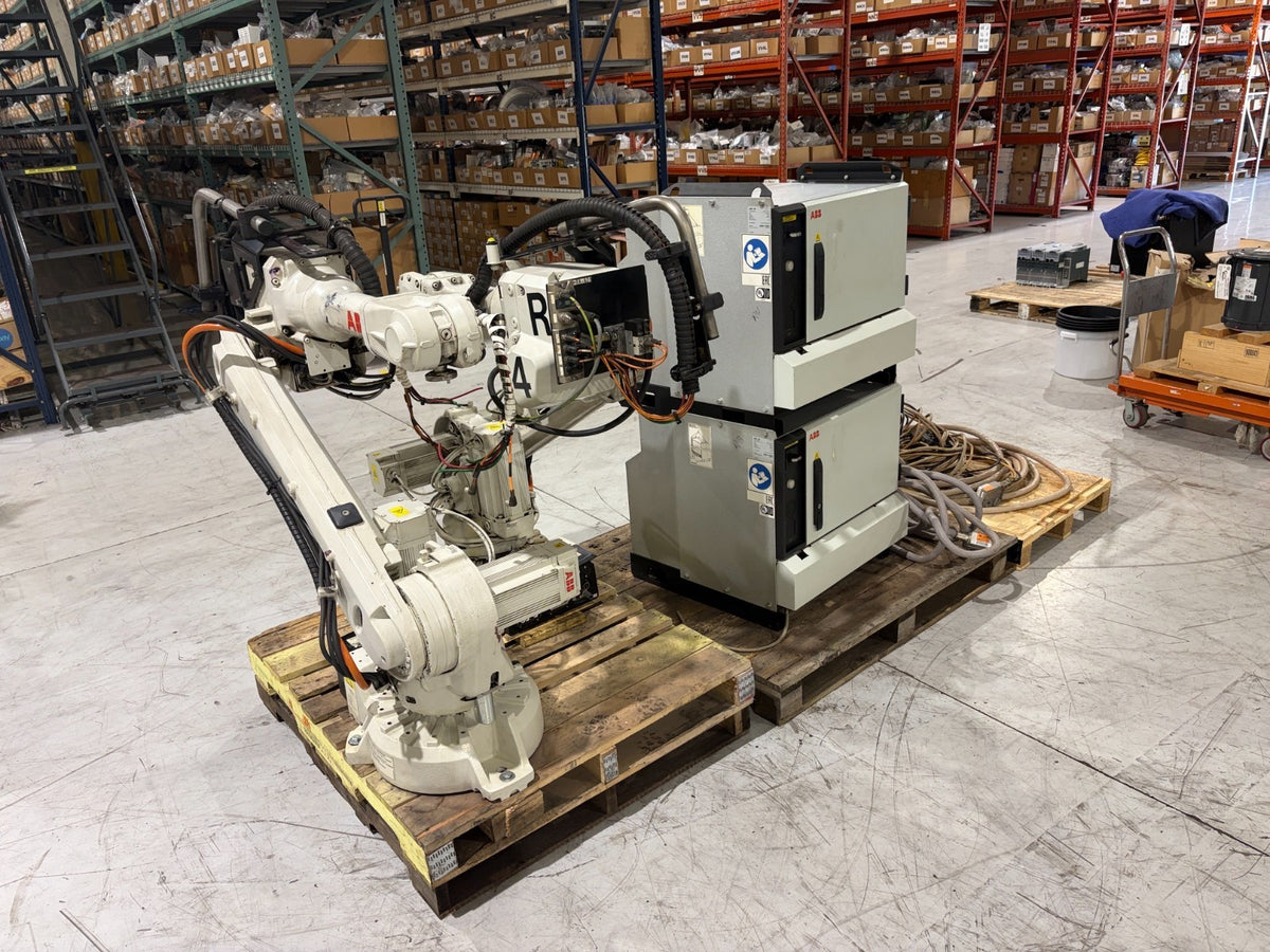 ABB IRB 2600 Robot w/ IRC5 Controller & Cables - Lot of 2 - No Teach Pendant - Maverick Industrial Sales