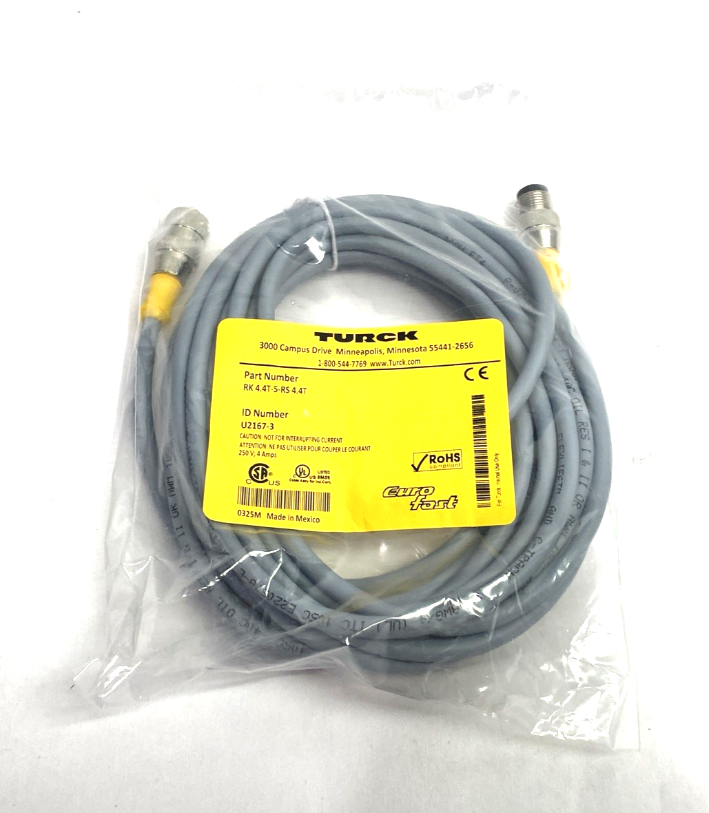 RK 4.4T-5-RS 4.4T | Turck Eurofast Sensor/Actuator Extension Cable U2167-3 - New - Maverick Industrial Sales