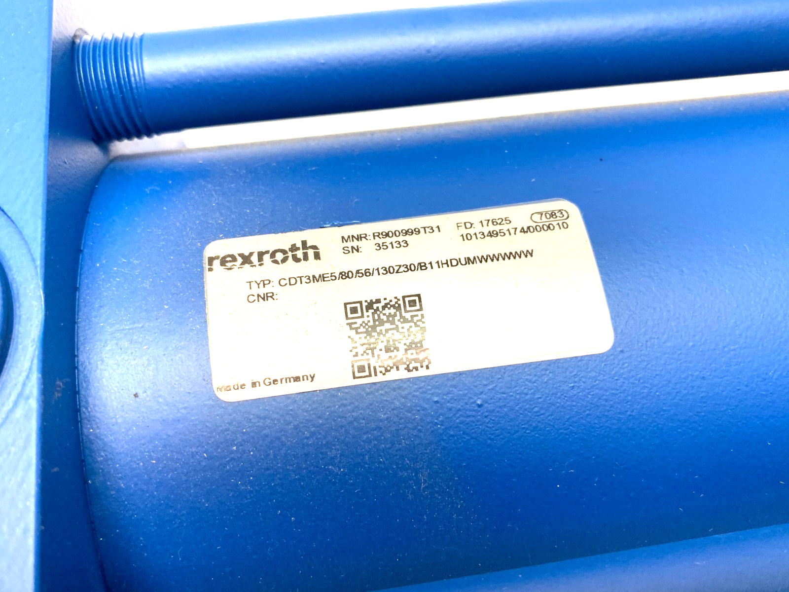 R900999T31, CDT3ME5/80/56/130Z30/B11HDUMWWWWW | Bosch Rexroth R900999T31 Hydraulic Cylinder CDT3ME5/80/56/130Z30/B11HDUMWWWWW - New – Open box - Maverick Industrial Sales