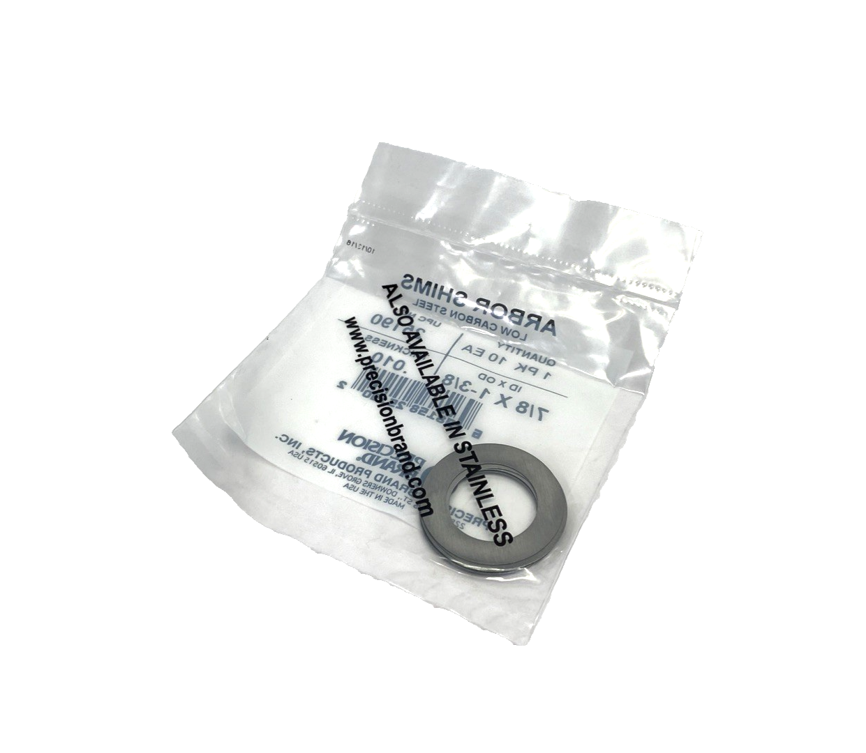 Precision Brand 25190 Steel Arbor Shims 7/8" ID x 1-3/8" OD, 0.010" Thick 10-PK - Maverick Industrial Sales
