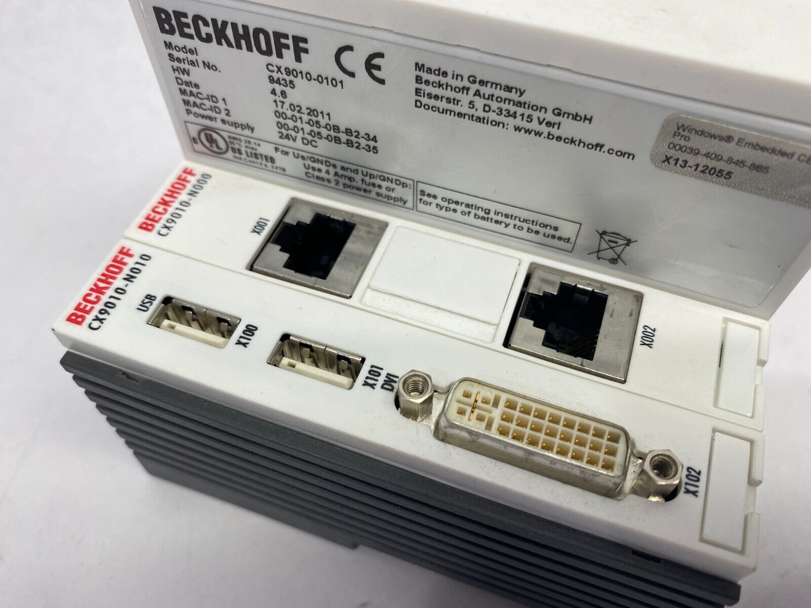 Beckhoff CX9010-0101 Embedded PC Central CPU Processor 4.6HW 24VDC - Maverick Industrial Sales