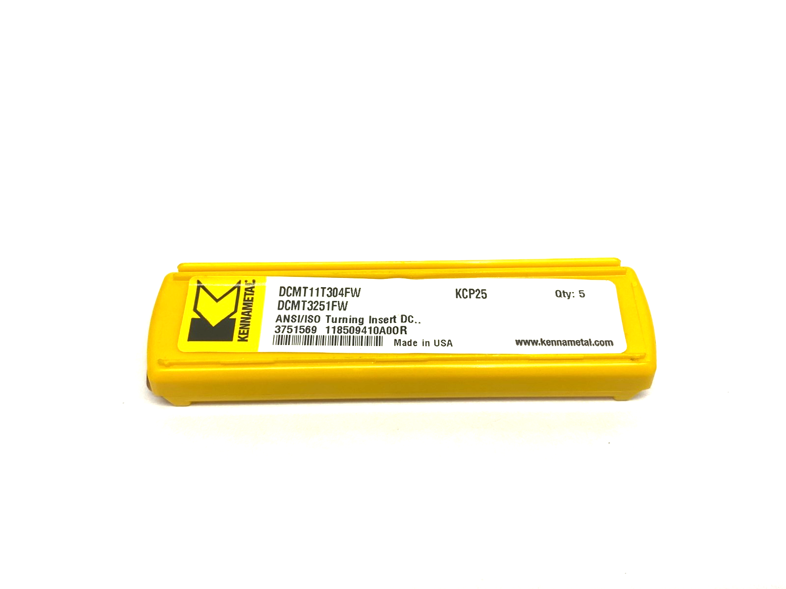 3751569 | Kennametal DCMT-FW Screw-On Inserts Grade KCP25 DCMT11T304FW - New - Maverick Industrial Sales