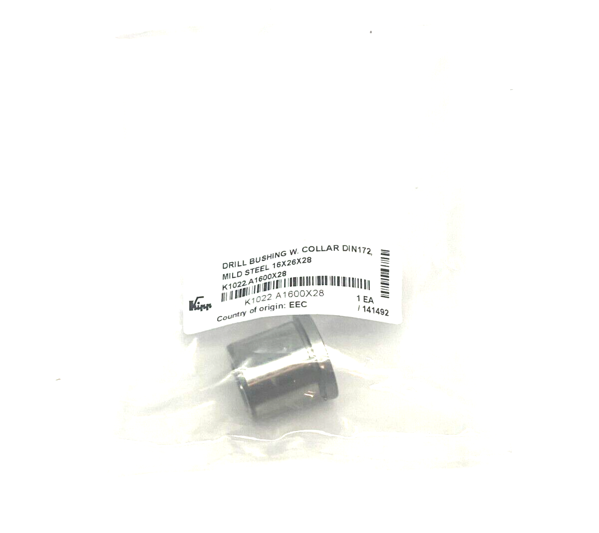 K1022.A1600X28 | Kipps Collared Drill Bushing 16x26x28 DIN172 - New - Maverick Industrial Sales