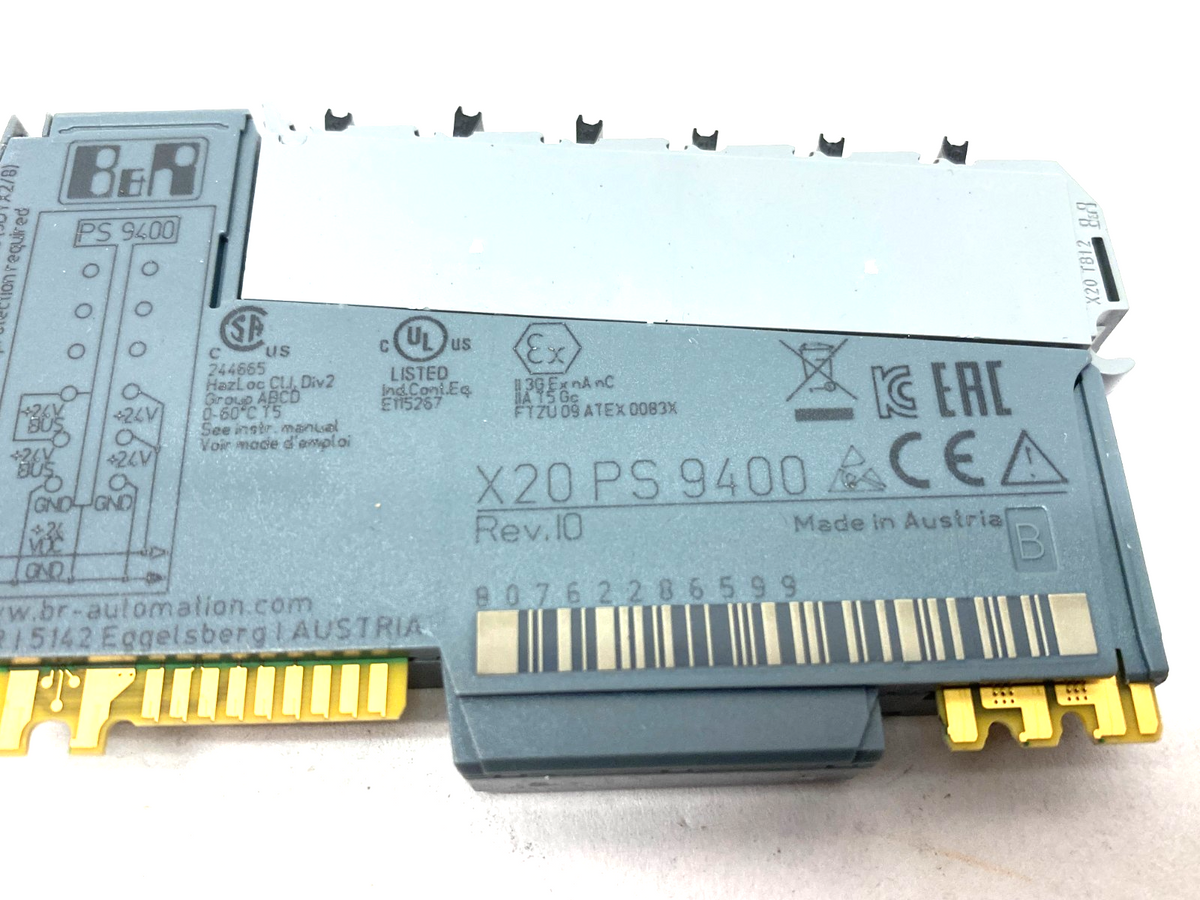 B&R Automation X20PS9400 Bus Controller Supply Module, Internal I/O, X2X Link - Maverick Industrial Sales