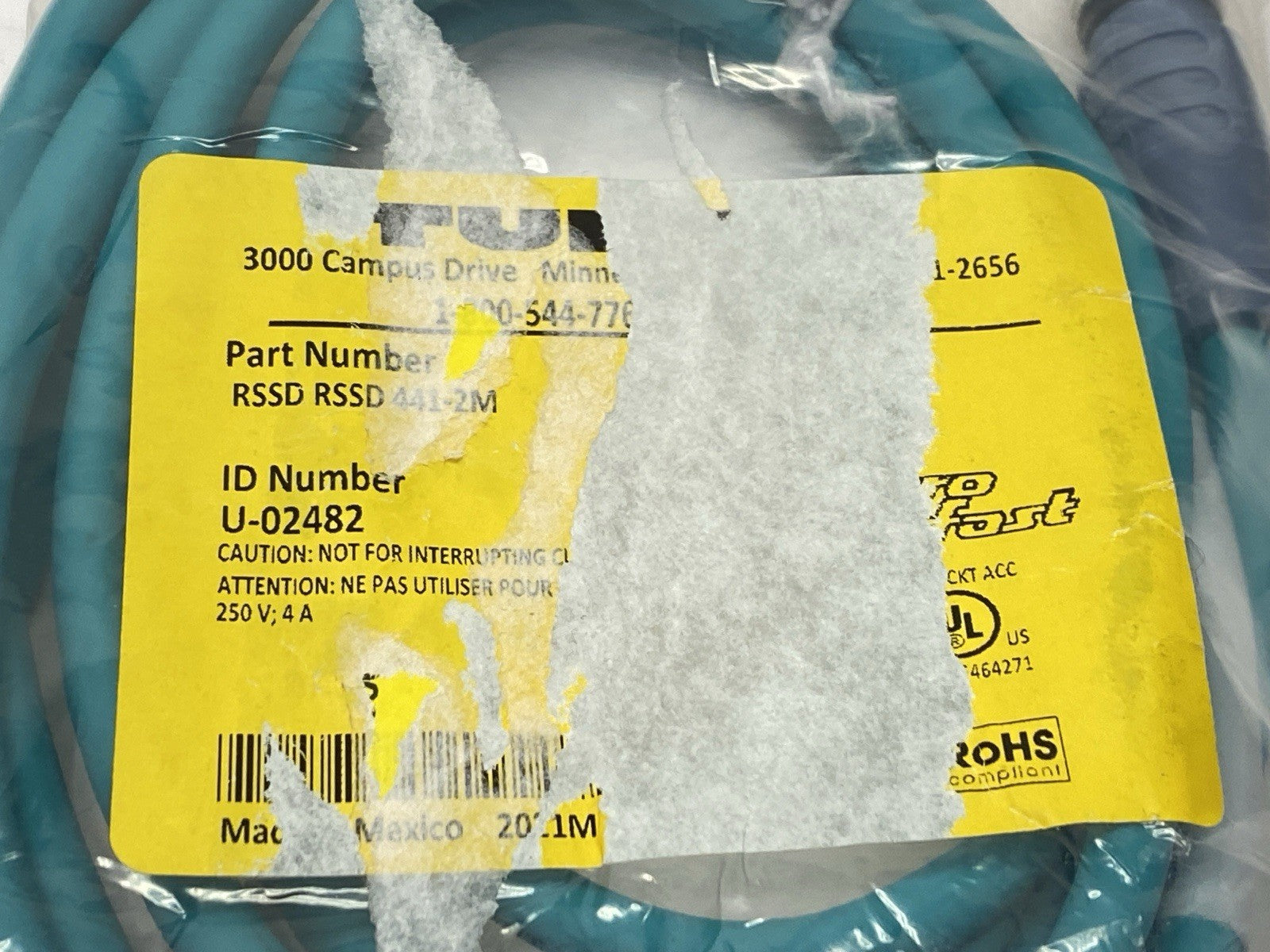 RSSD RSSD 441-2M | Turck Industrial Ethernet Cable Male M12 4-Pin 2M U-02482 - New - Maverick Industrial Sales