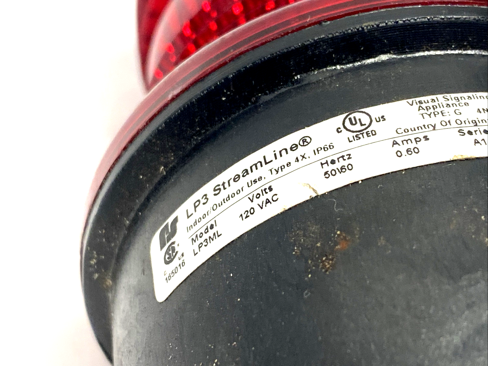 Federal Signal LP3ML-120R StreamLine Low Profile LED Light, Red BROKEN BOTTOM - For parts or not working - Maverick Industrial Sales