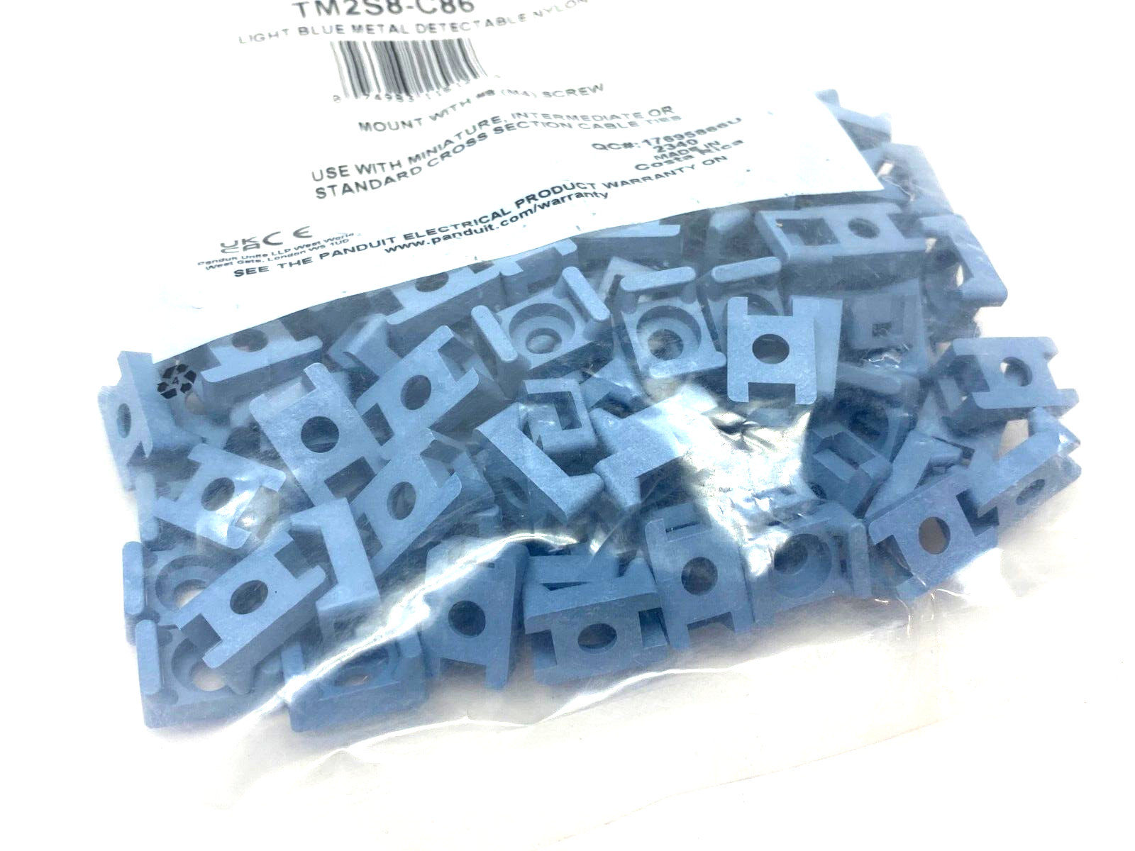 Panduit TM2S8-C86 Light Blue Metal Detectable Nylon Cable Tie Mount PKG OF 100 - Maverick Industrial Sales