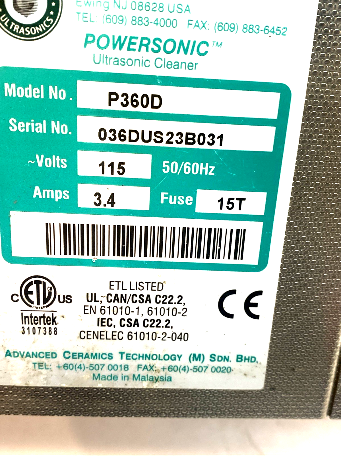 P360D | Crest Powersonic Digital Ultrasonic Cleaner 1.0 Gal 45kHz 115V - For parts or not working - Maverick Industrial Sales