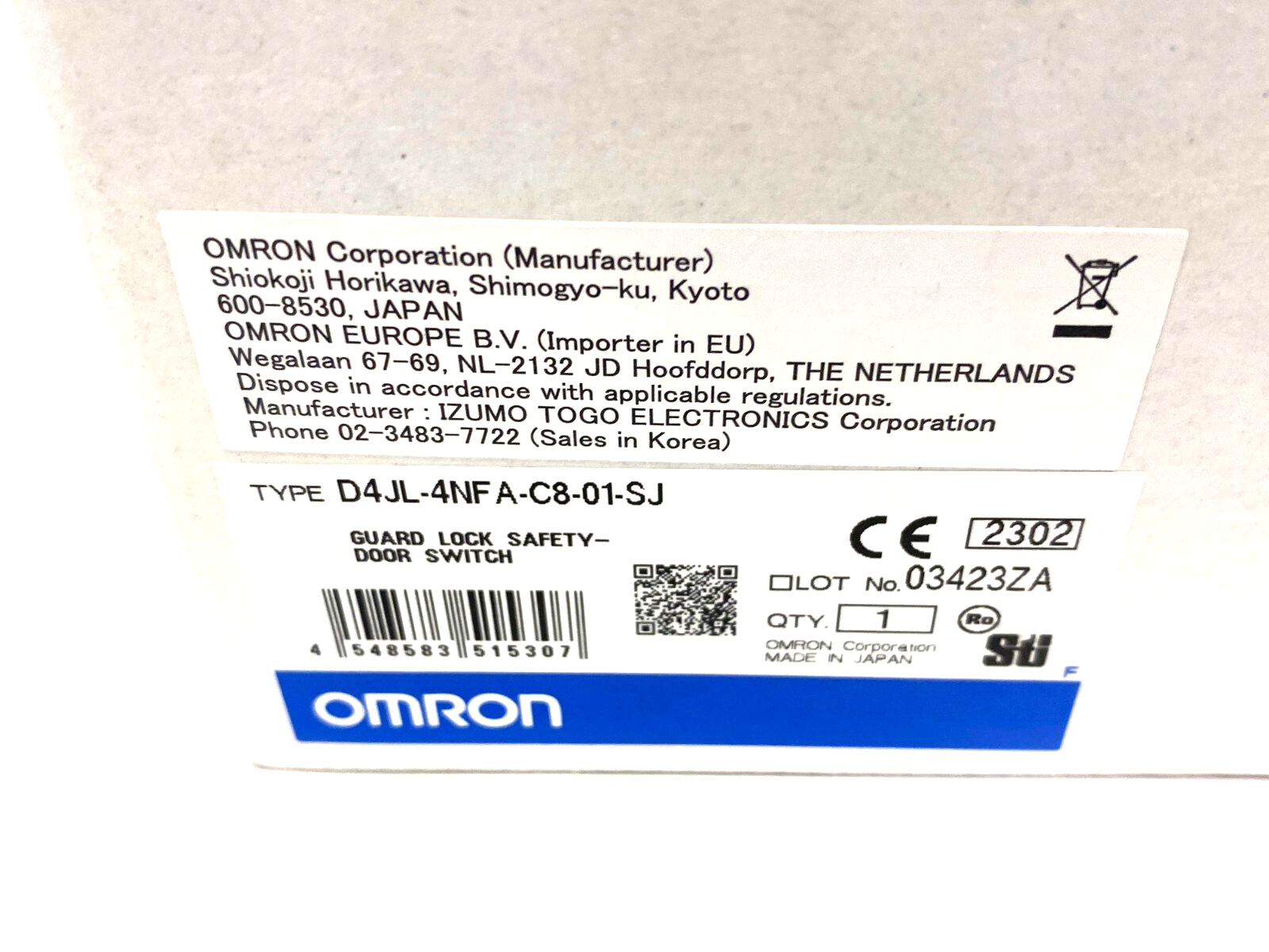 Omron D4JL-4NFA-C8-01-SJ Guard Lock Safety Door Switch - Maverick Industrial Sales
