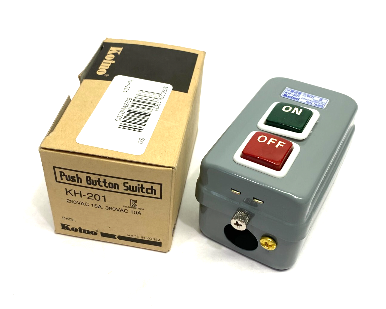 Koino KH-201 Pushbutton Switch Assembly On/Off 250VAC 15A, 380VAC 10A - Maverick Industrial Sales