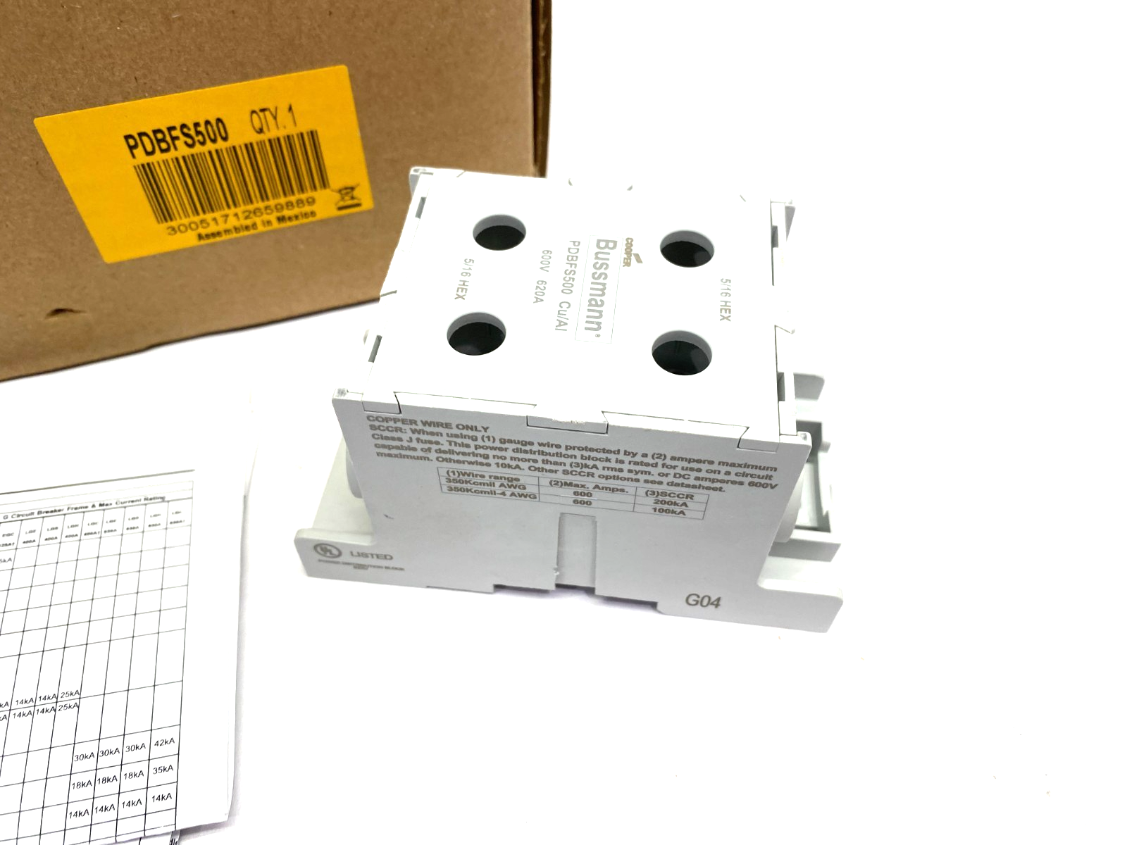 PDBFS500 | Cooper Bussmann Power Distribution Block 620A 600V - New – Open box - Maverick Industrial Sales