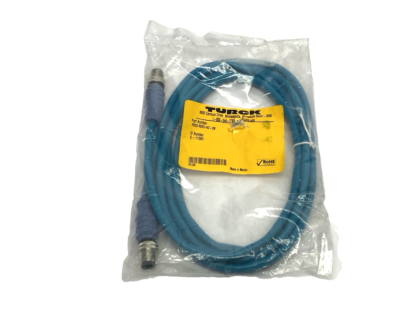Turck RSSD RSSD 443-2M Double-Ended 4-Pin M12 Male Connector Cordset U-11303 - Maverick Industrial Sales