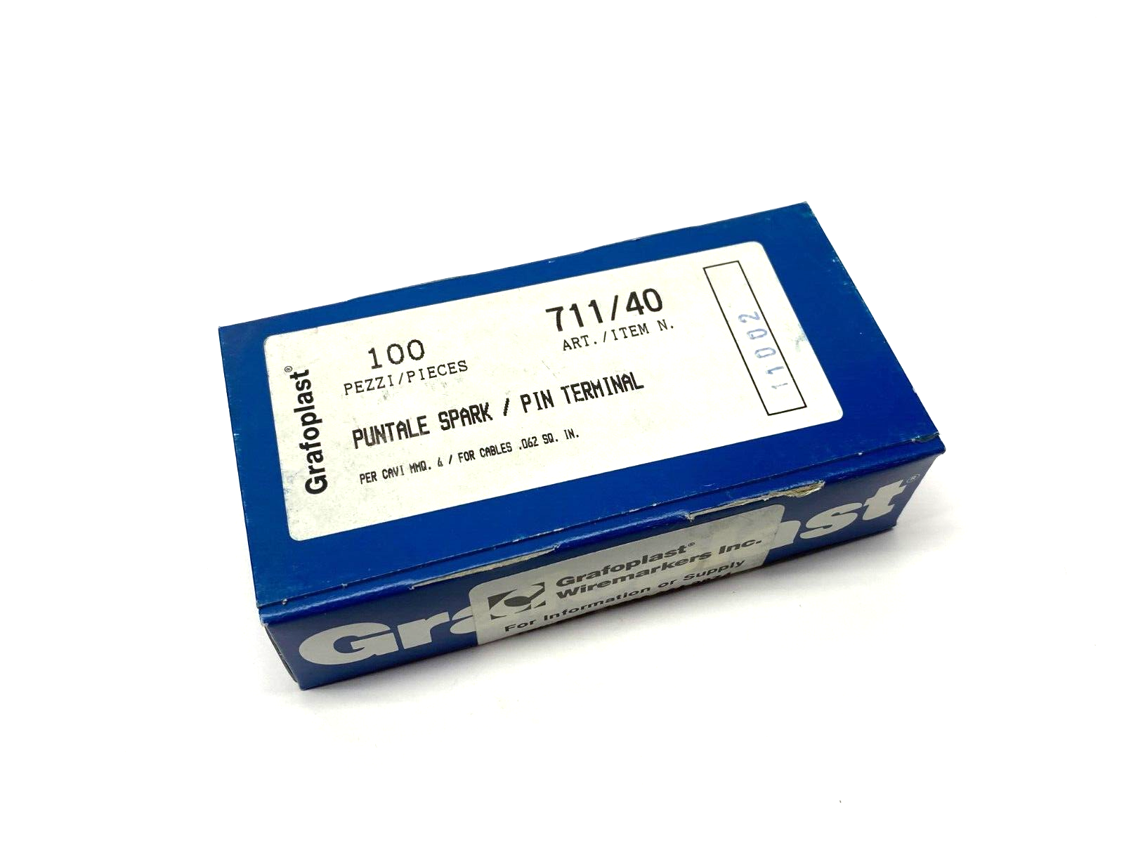 Grafoplast 711/40 17mm Spark Crimp-On Pins for Cable O.D. 4mm BOX OF 100 - Maverick Industrial Sales