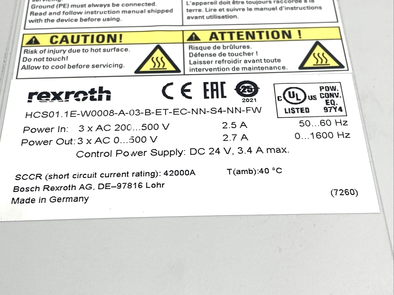 Bosch Rexroth R911340077 Converter HCS01.1E-W0008-A-03-B-ET-EC-NN-S4-NN-FW - Maverick Industrial Sales