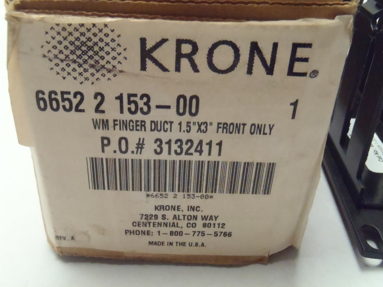 Krone 6652 2 153-00 WM Finger Duct 1.5"x3" Front Only - Maverick Industrial Sales