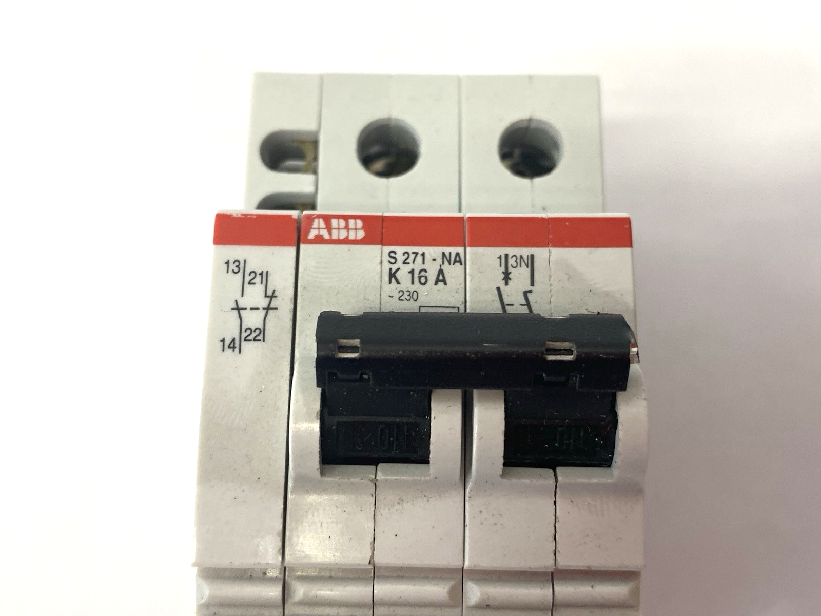 S271-NA K16 A | ABB Miniature Circuit Breaker 2-Pole w/ Auxiliary Contact - Used - Maverick Industrial Sales