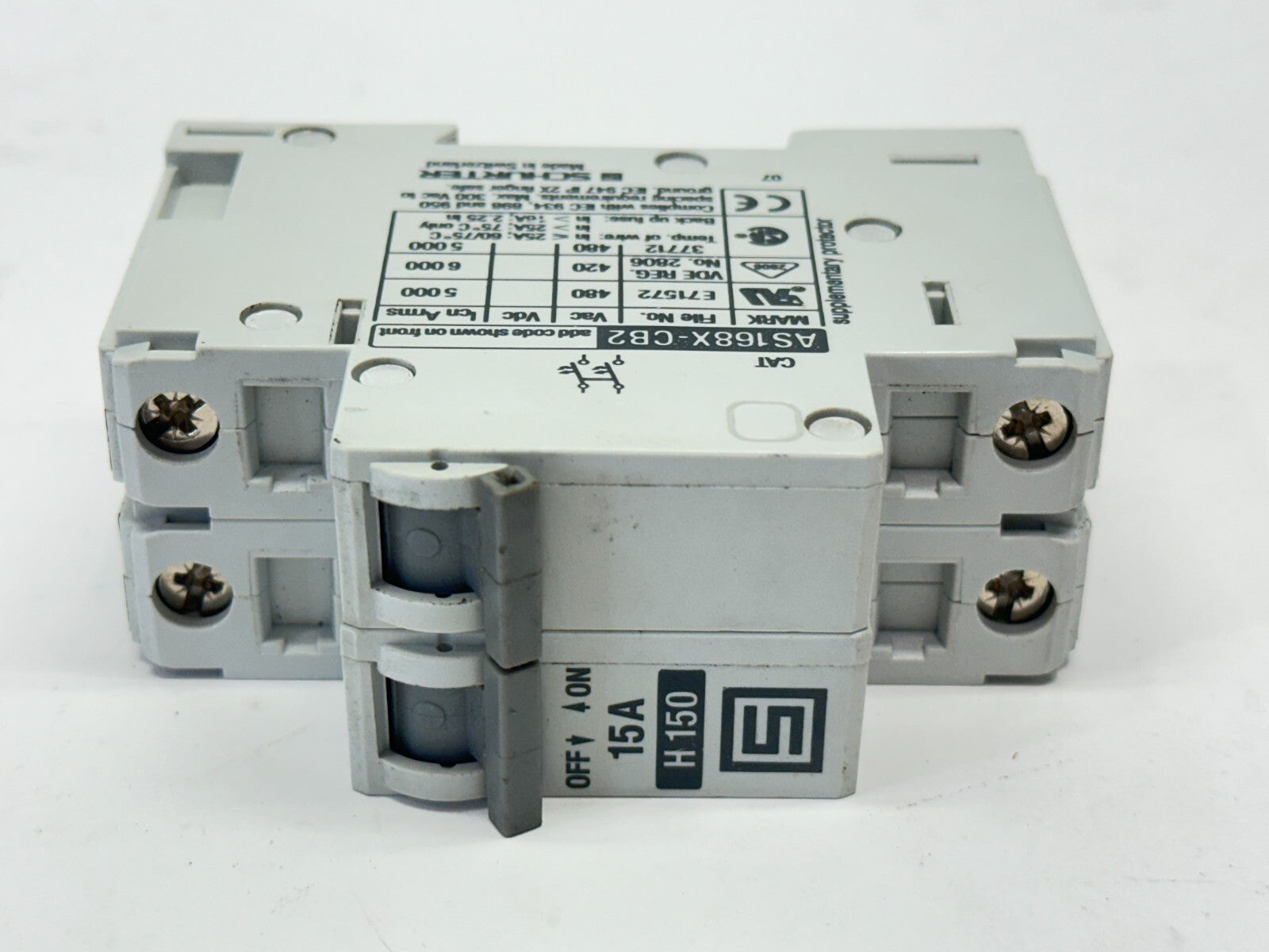 Schurter AS168X-CB2H150 Circuit Breaker 2-Pole 15A 480VAC - Maverick Industrial Sales