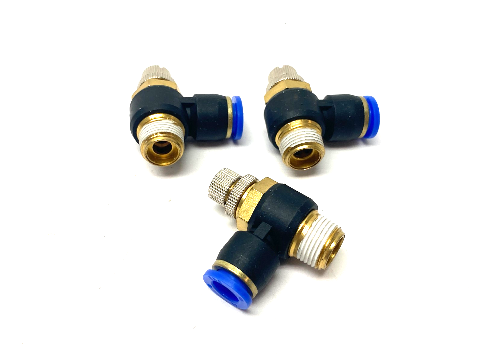SNS JSC10-03 Flow Throttle/Speed Control Elbow Valve Fitting 10mm Tube LOT OF 3 - Maverick Industrial Sales