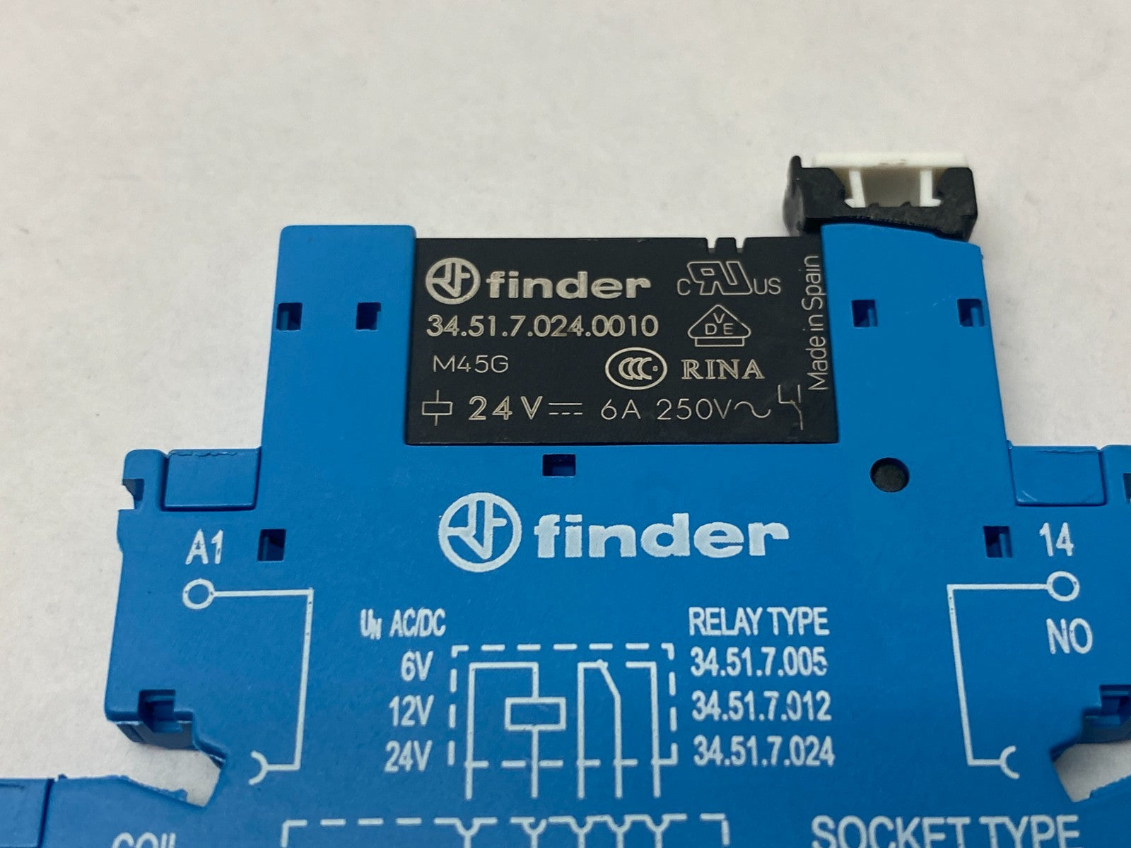 Finder 34.51.7.024.0010 Ultra-Slim Relay w/ 93.01.0.024 Socket Base - Maverick Industrial Sales