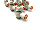 SMC AS2201F-02-07 Pneumatic Flow Control Elbow Fitting 1/4" OD Tube LOT OF 8 - Maverick Industrial Sales