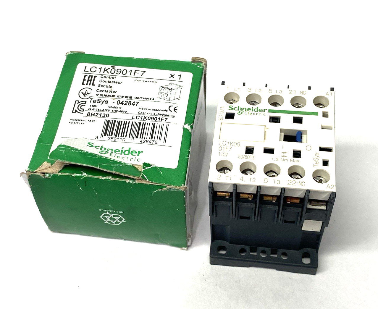 Schneider Electric LC1K0901F7 Contactor, TeSys K, 3P, AC-3 - Maverick Industrial Sales