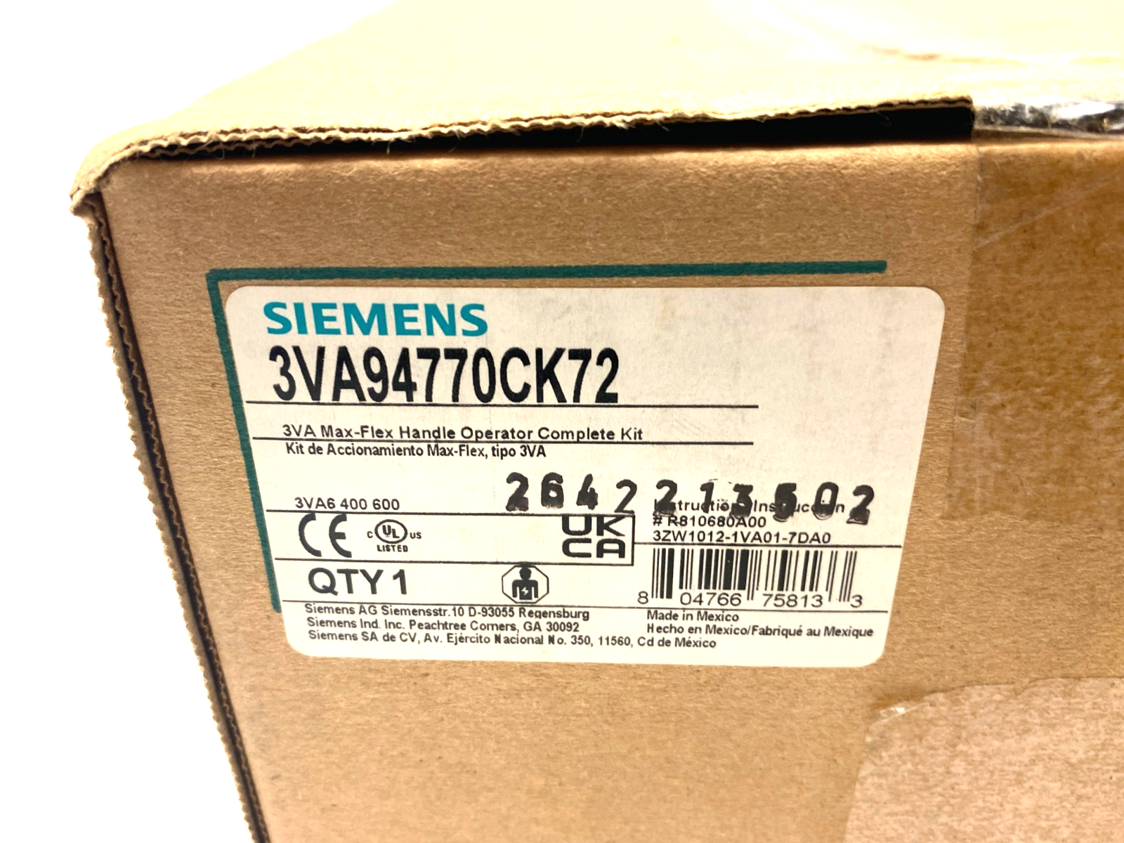 Siemens 3VA94770CK72 Sentron™ Max-Flex™ Bowden Cable Operator Complete Unit - Maverick Industrial Sales