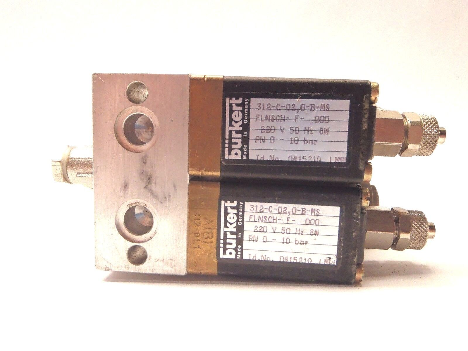 Burkert 312-C-02,0-B-MS FLNSCH-F-000 Solenoid Valves 041521Q LMPU 220V LOT OF 2 - Maverick Industrial Sales