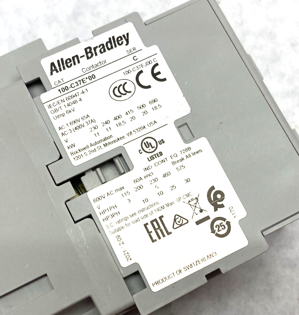 Allen Bradley 100-C37EJ00 Ser. C Starter 37A 3-Pole 24VDC Coil 100-C37E*00 - Maverick Industrial Sales