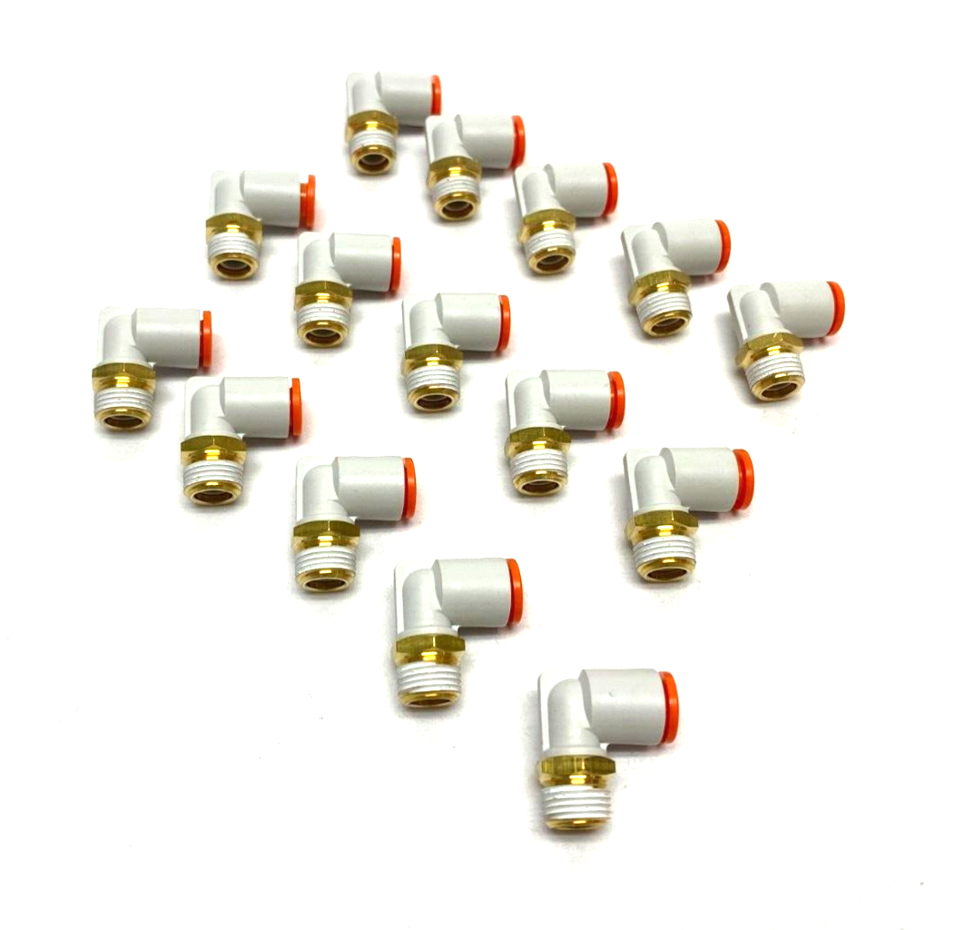 SMC KQ2L07-34AS Male Elbow Fitting 1/4" OD Tube 1/4" NPT LOT OF 15 - Maverick Industrial Sales