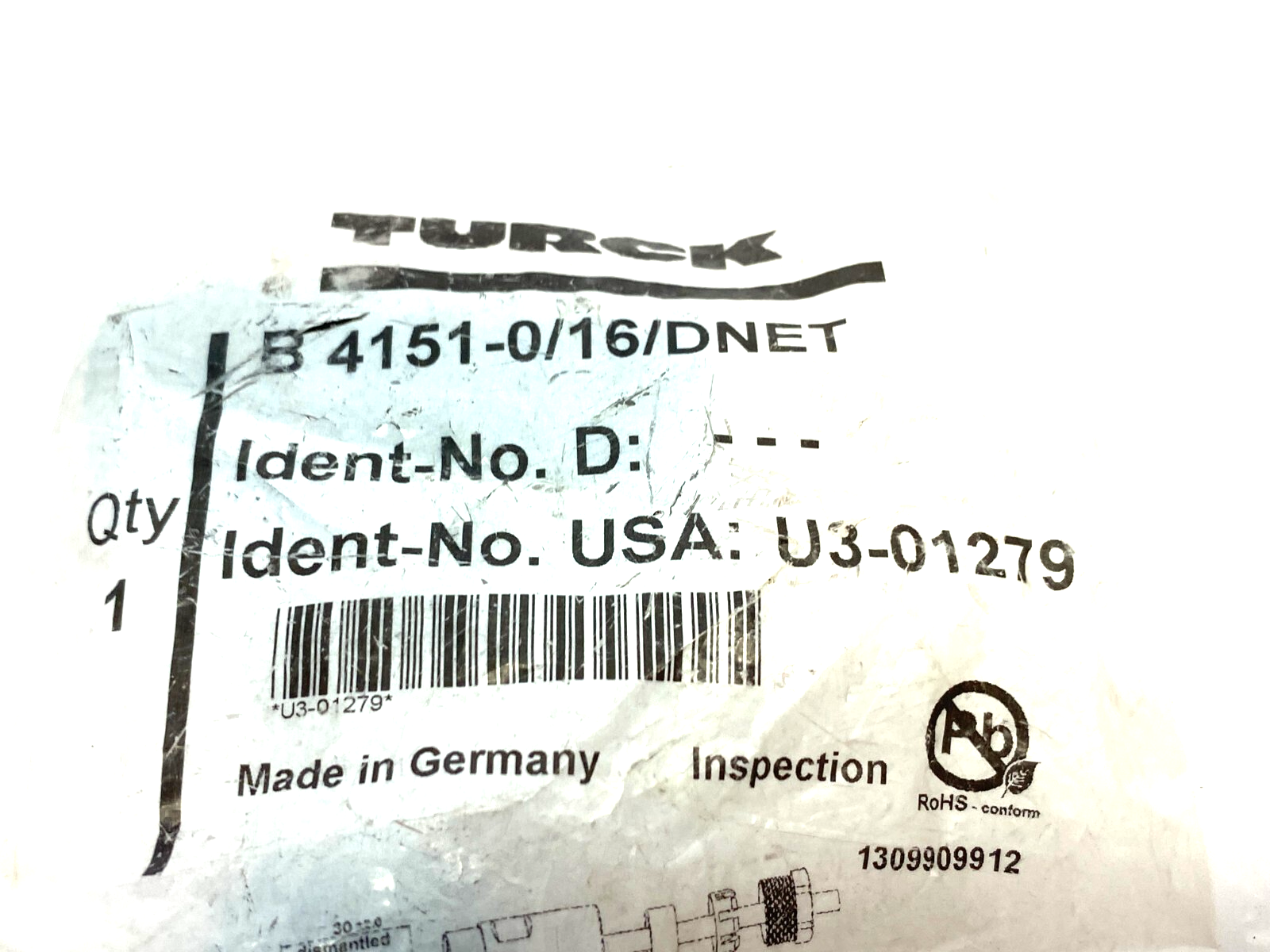 Turck B 4151-0/16/DNET DeviceNet Field Wireable Connector 7/8" U3-01279 - Maverick Industrial Sales