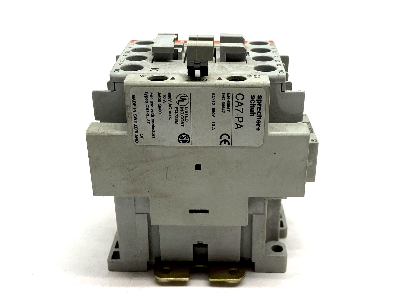 Sprecher+Schuh CA7-12-10 Contactor 550V 50Hz 600V 60Hz w/ CA7-PA Aux Contact - Maverick Industrial Sales