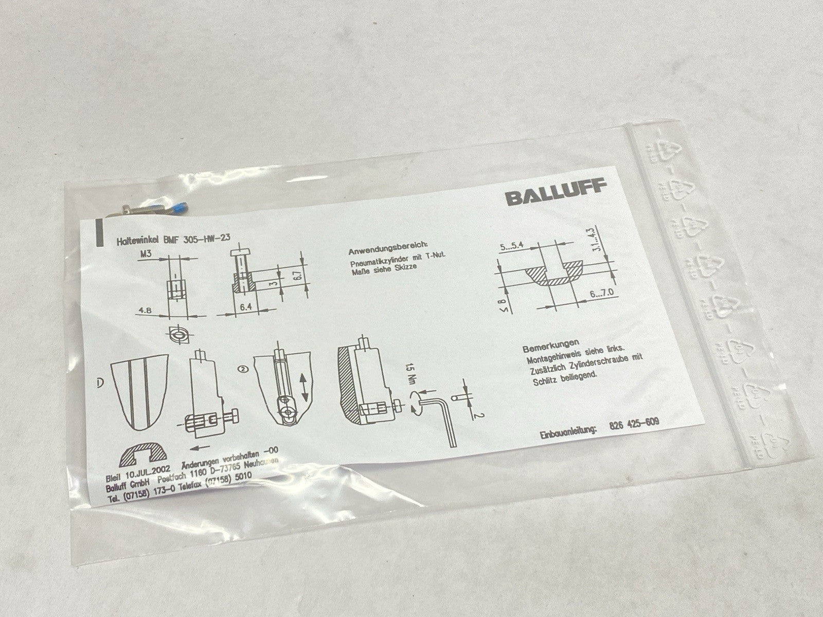 BAM00LN | Balluff Mounting Bracket For Magnetic Sensor BMF 305-HW-23 LOT OF 2 - New - Maverick Industrial Sales