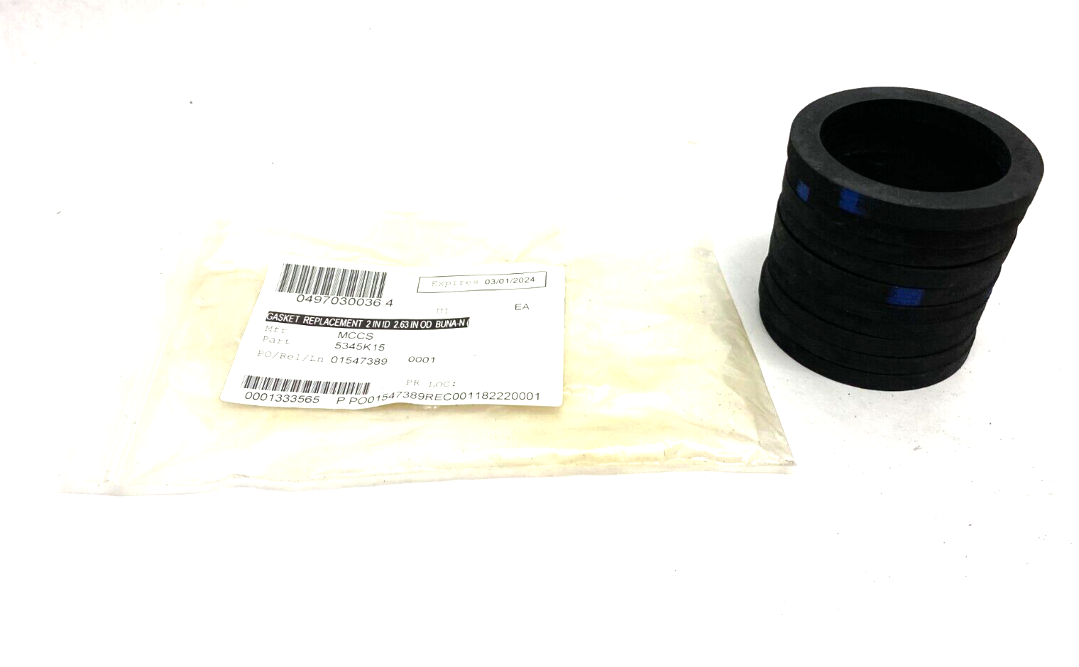 5345K15 Oil-Resistant Buna-N Gasket for Hose Couplings 2" ID 2.63" OD PKG OF 10 - Maverick Industrial Sales