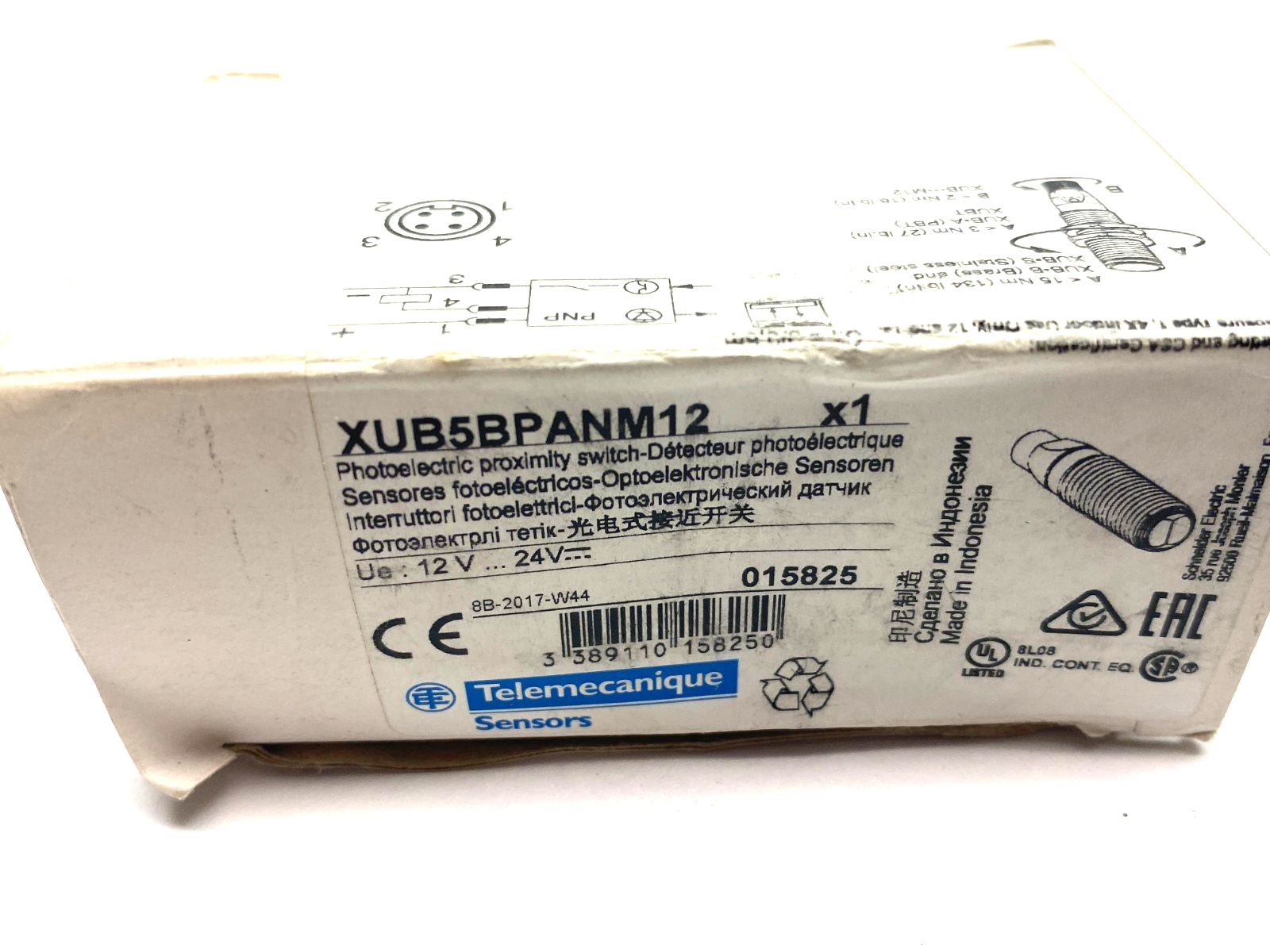 Telemecanique XUB5BPANM12 Photoelectric Proximity Sensor, XU, XUB, Diffuse - Maverick Industrial Sales