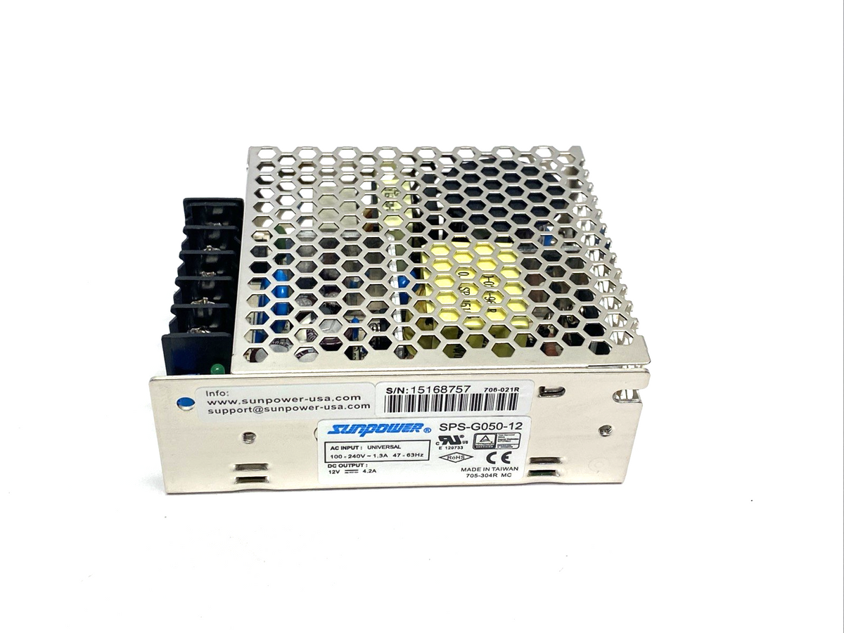 Sun Power SPS-G050-12 Power Supply 100-240VAC 12VDC 4.2A - Maverick Industrial Sales