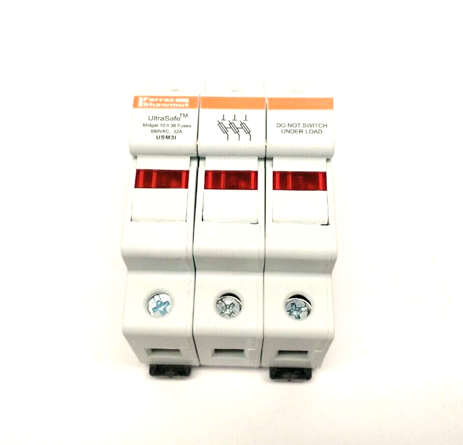Y219073, USM3I | Mersen Ferraz Shawmut USM3I UltraSafe Midget Fuse Holder 30A 600V 3P Y219073 - New – Open box - Maverick Industrial Sales