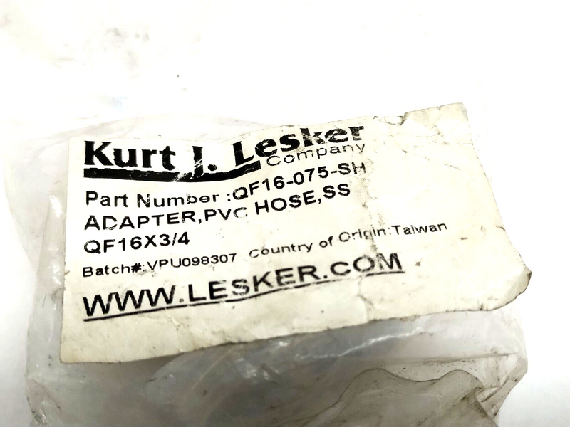 Kurt J. Lesker QF16-075-SH Stainless Steel Vacuum Adapter 3/4" Tube OD, KF16 - Maverick Industrial Sales