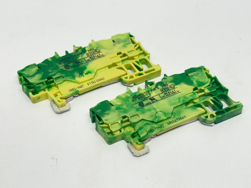 Wago 2002-1407 TopJobs Ground Terminal Block Green/Yellow LOT OF 2 - Maverick Industrial Sales