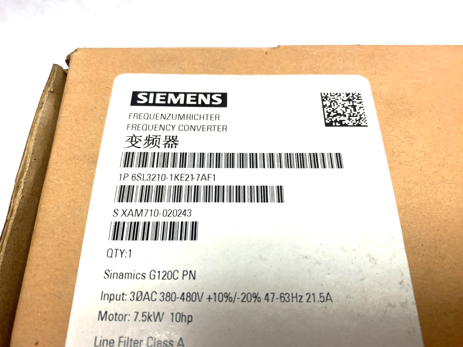 Siemens 6SL3210-1KE21-7AF1 SINAMICS G120C PN Class A Line Filter 7.5Kw - Maverick Industrial Sales