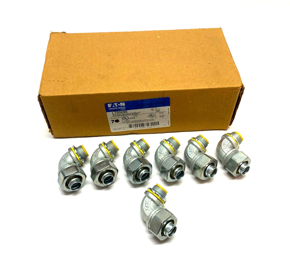 Eaton Crouse Hinds LTB5090 Insulated 90-Degree Male Connector BOX OF 7 - Maverick Industrial Sales
