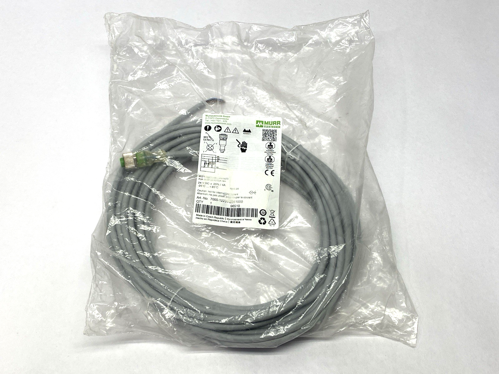 Murrelektronik 7000-12231-2241000 Single-Ended Cable M12 Female Connector 10m - Maverick Industrial Sales