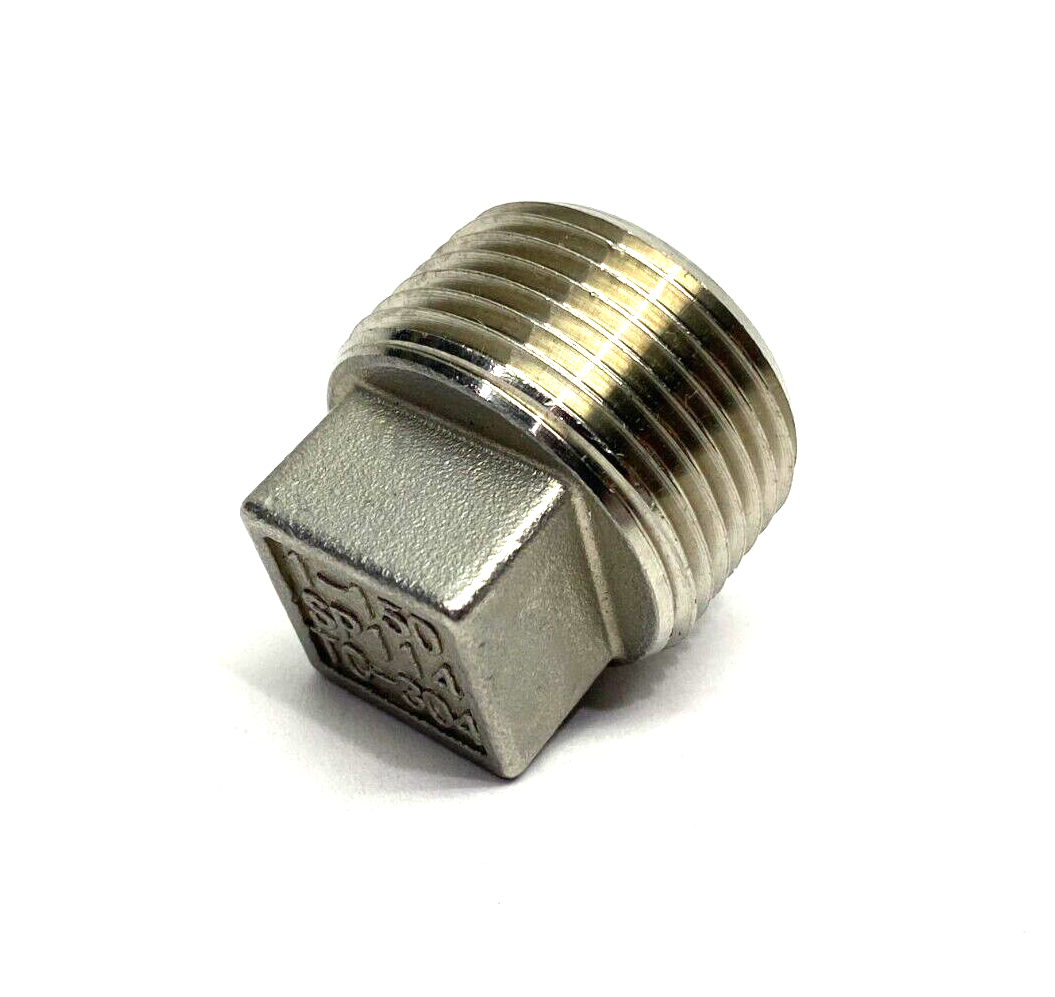 NPT-PK1 Threaded Square Head Plug 1" NPT 304 Steel, SP114, TC-304, 1-150 - Maverick Industrial Sales