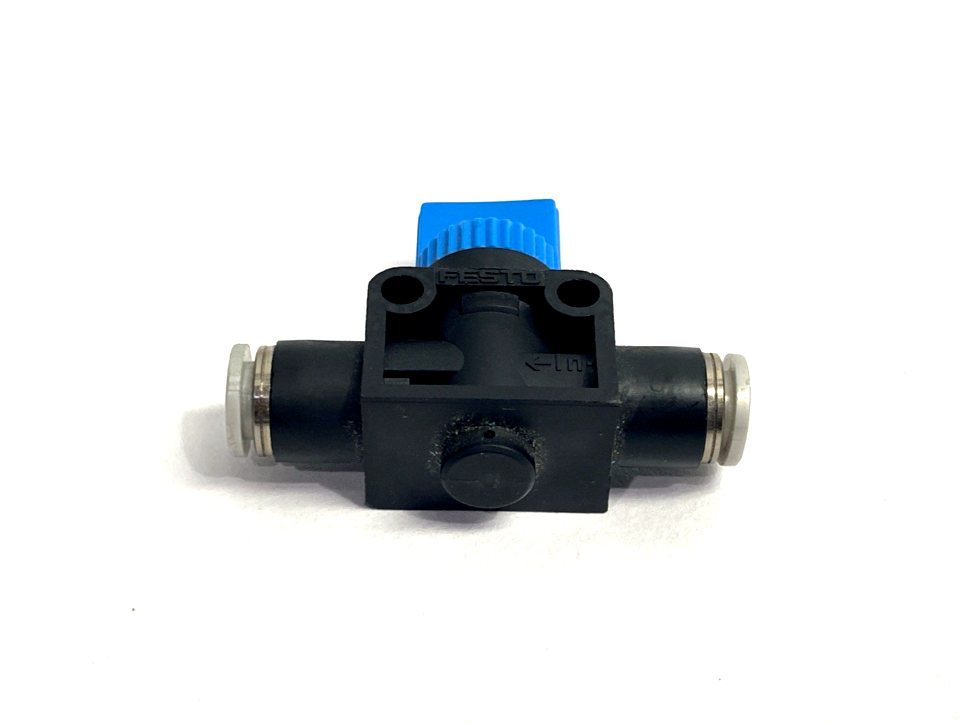 HE-2-QS-1/4-U | Festo Manual Pneumatic Shut-Off Valve 1/4" Tube OD, 153981 - Used - Maverick Industrial Sales