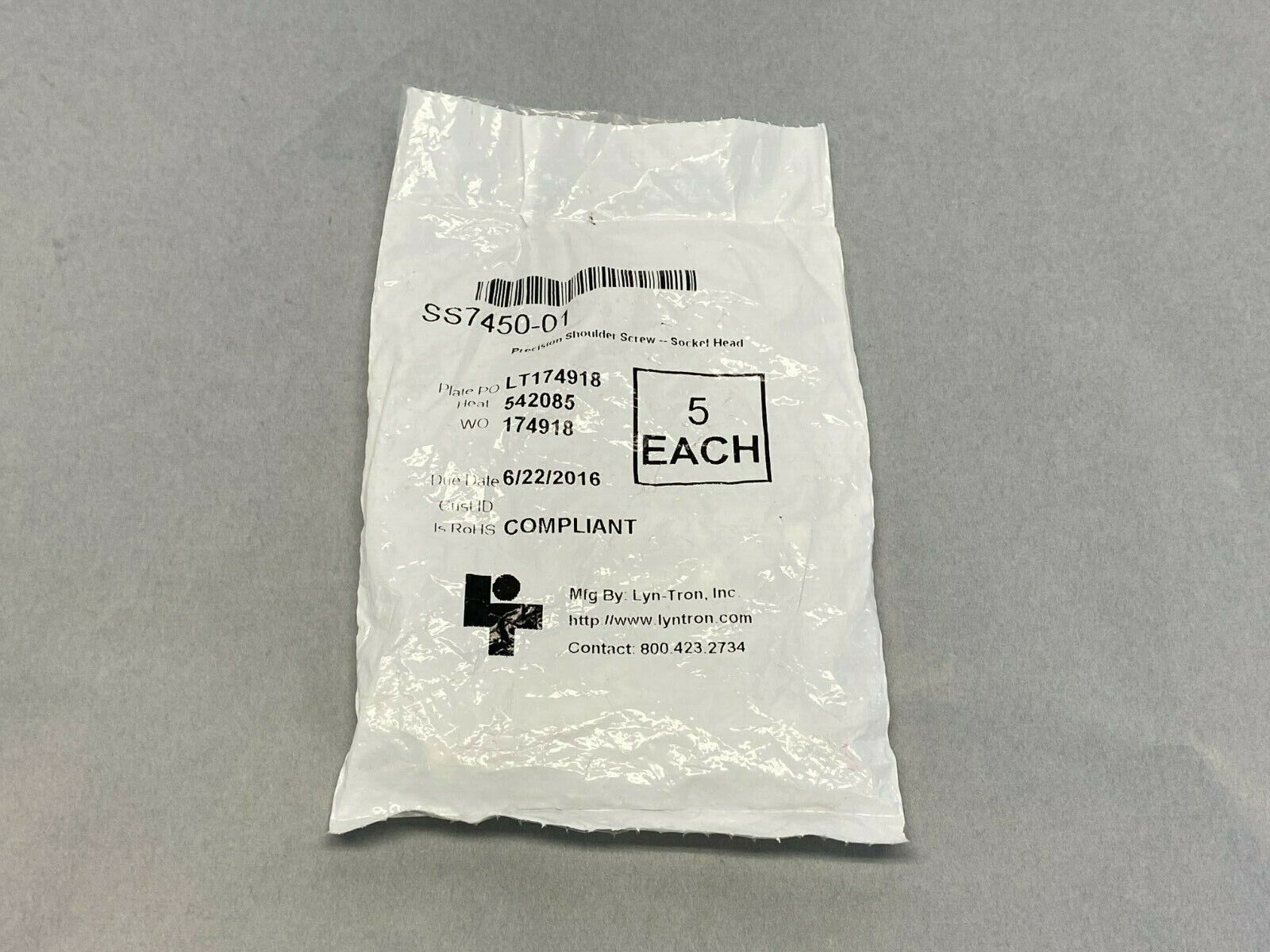 Lyn-Tron SS7450-01 Socket Head 1/4" Shoulder Screw 10-32 Thread PKG OF 5 - Maverick Industrial Sales