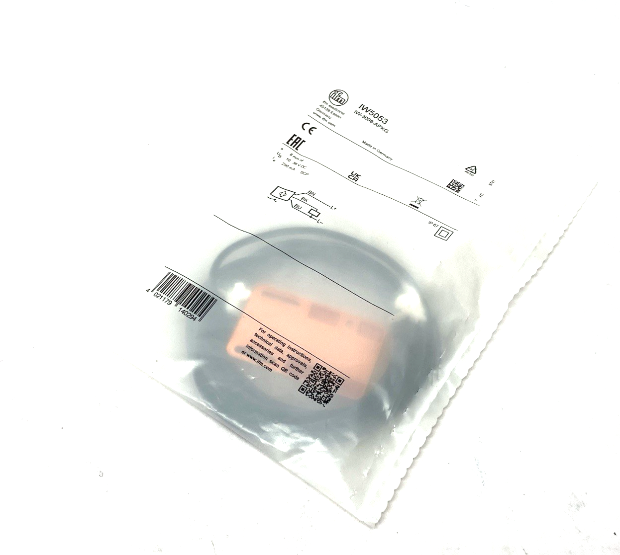 Ifm IW5053 Particularly Flat, Rectangular Inductive Sensor IW-3008-APKG - Maverick Industrial Sales