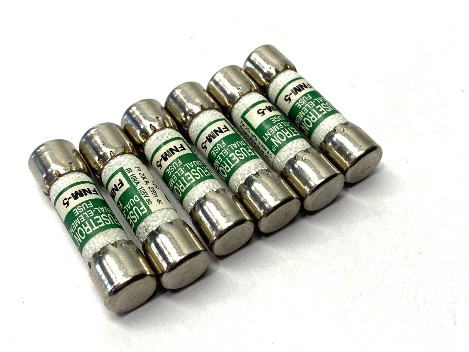 Cooper Bussmann FNM-5 Fusetron Time-Delay Midget Fuse 250V 5A LOT OF 6 - Maverick Industrial Sales