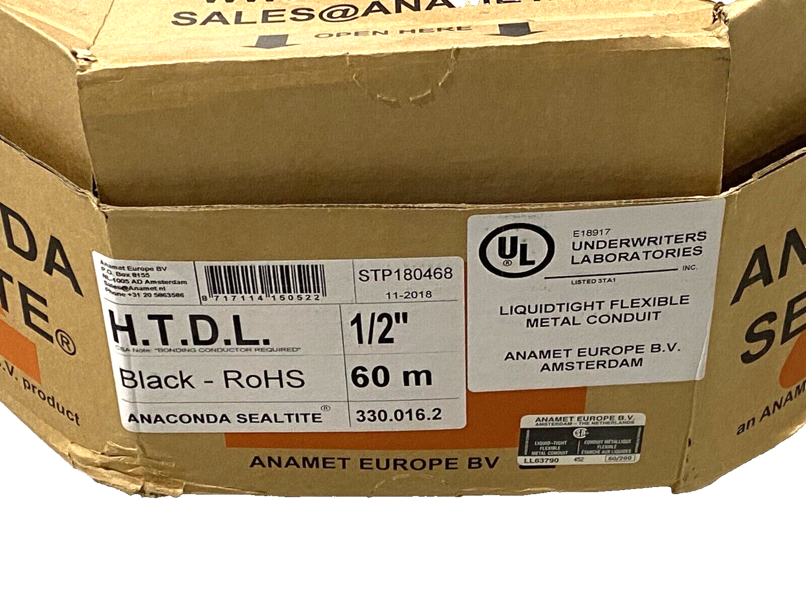 Anaconda Sealtite 330.016.2 Type HTDL 1/2" Liquid Tight Conduit 60m TORN BOX - Maverick Industrial Sales