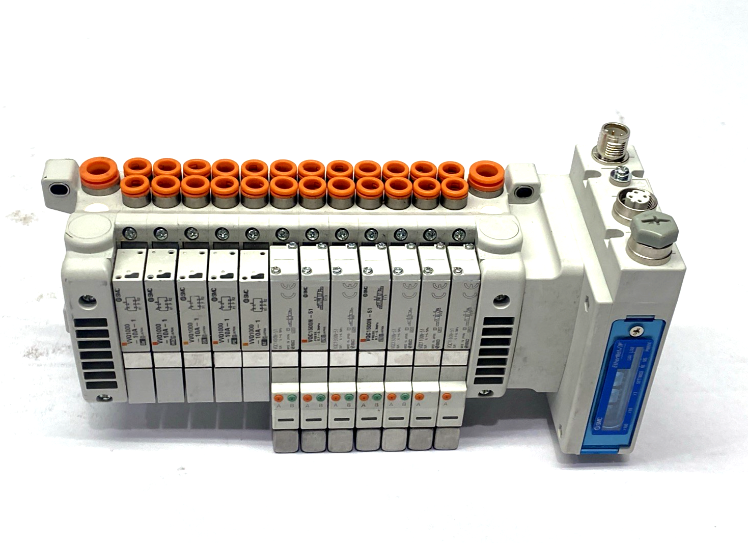 SMC VV5QC11-12N7SEAN-D0S Pneumatic Solenoid Valve Manifold, 12-Station - Maverick Industrial Sales