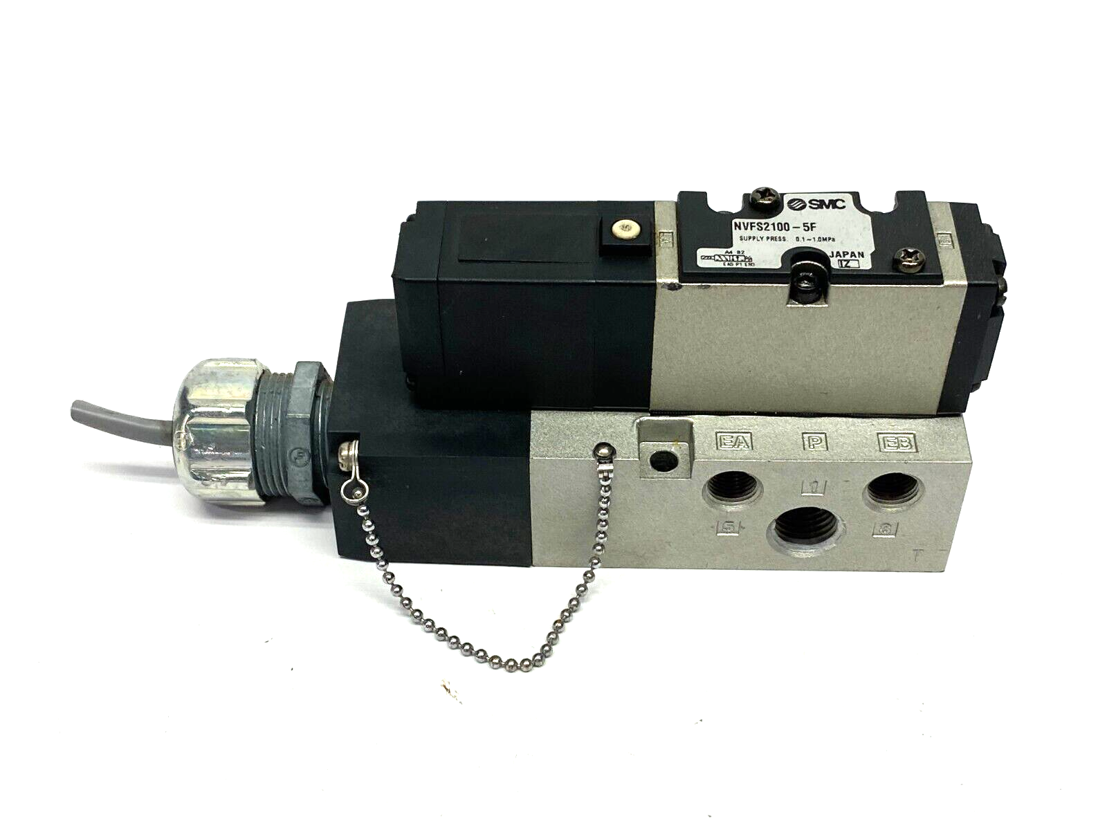 NVFS2100-5F | SMC Manifold Mounted Solenoid Valve 5-Port 0.1~1.0MPa Set Press - Used - Maverick Industrial Sales